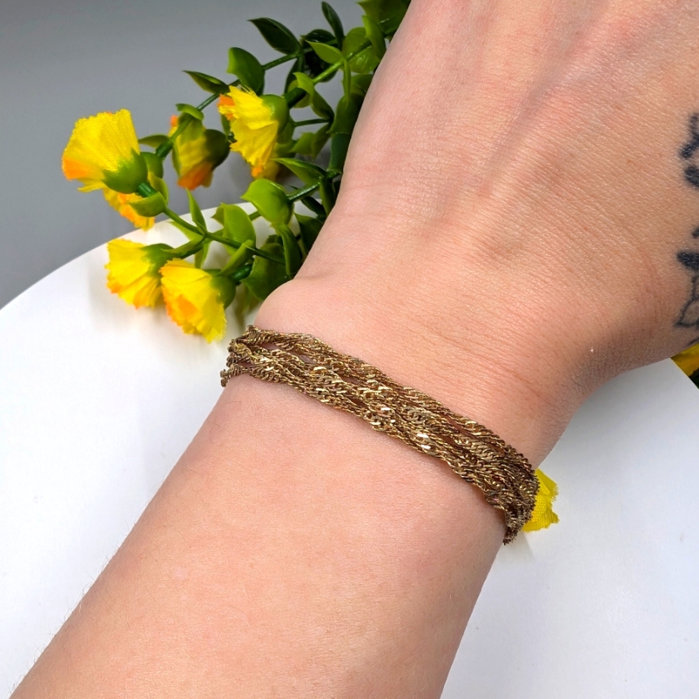Multi Strand Twisted Gold Plated Chain Vintage Bracelet with Magnetic Closure